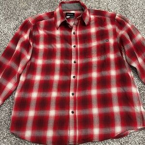 Marmot Men's Red and Gray Plaid Flannel Button Down Shirt